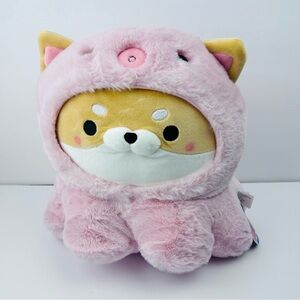 TamaKOTI‎ Pink Shiba Plush – Kawaii Fuzzy Round Dog Plush • NWT